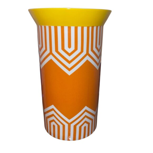Jonathan Adler MCM Happy Chic Canister Orange Retro Design Decor Collectible - Picture 1 of 9